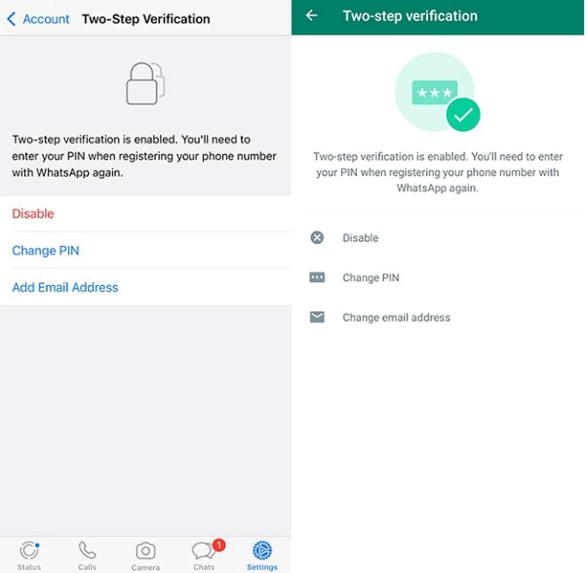 How to enable WhatsApp two-step verification