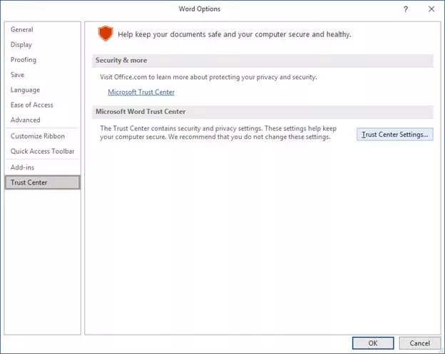 Word file not opening