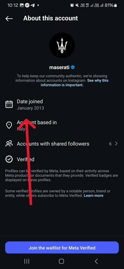 How to find out the creation date of an Instagram account
