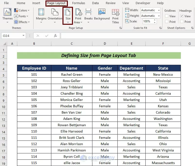 How to print a full page in Excel