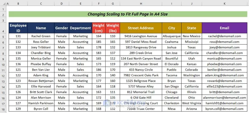 How to print a full page in Excel