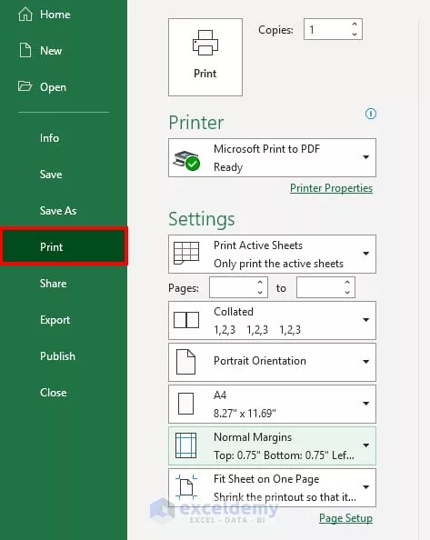 How to print a full page in Excel