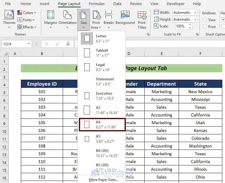 How to print a full page in Excel