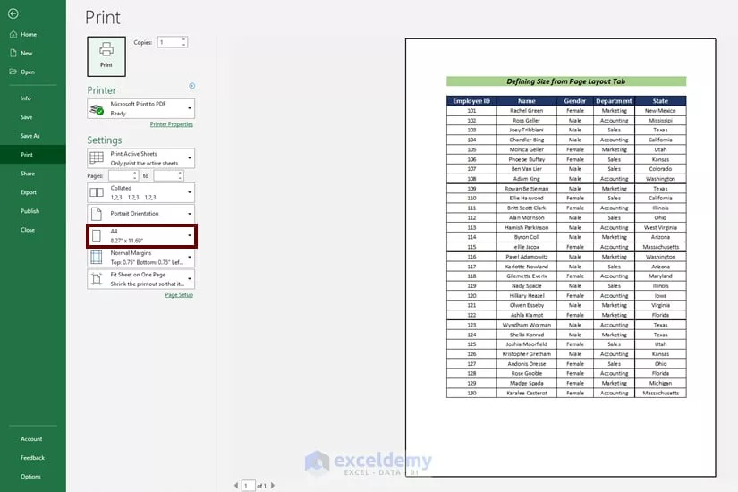 How to print a full page in Excel