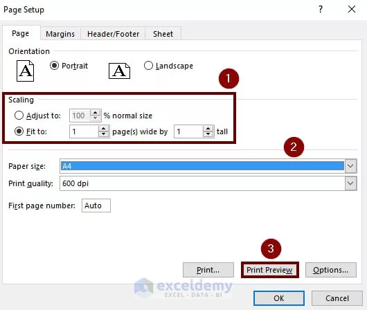 How to print a full page in Excel