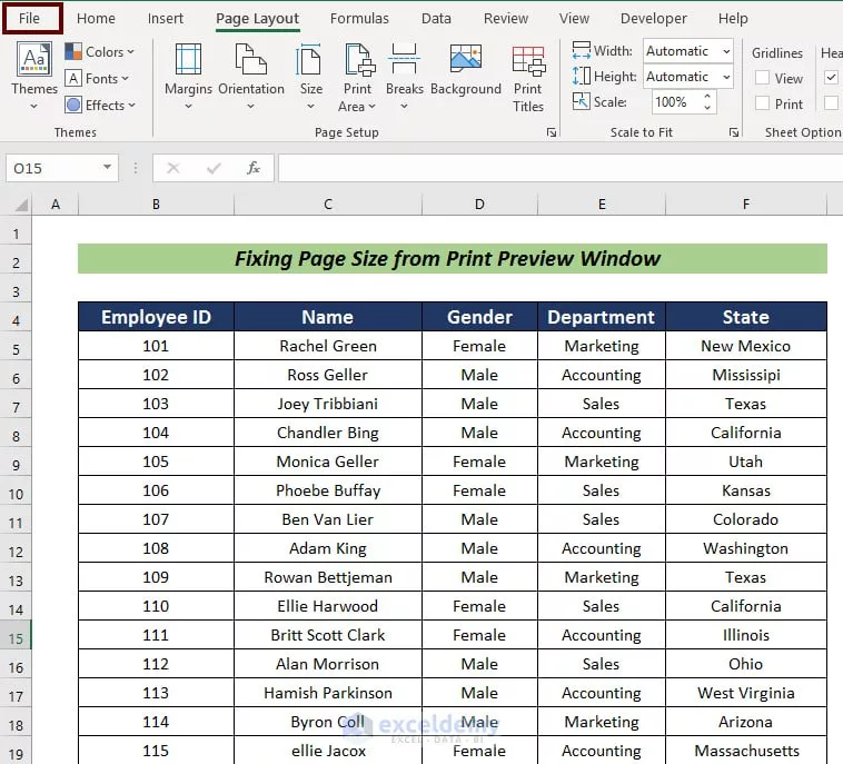 How to print a full page in Excel