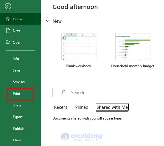 How to print a full page in Excel